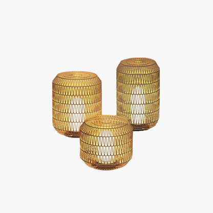 Ray Vintage Lantern Rattan Stehlampe, Festverdrahtet/Solar, Beige