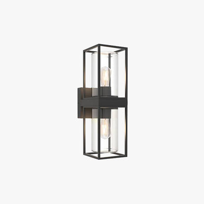 Ray Modern Rectangular Metal Outdoor Wall Lamp, Black