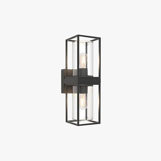 Ray Modern Rectangular Metal Outdoor Wall Lamp, Black