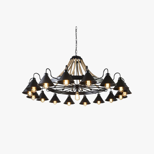 Epoch Vintage Industrial Rope Chandelier  Living Room