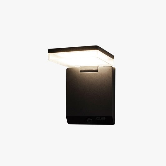Ray Moderne, minimalistische Solar-Außenwandleuchte mit rechtwinkligem Sensor, wasserdicht, Schwarz