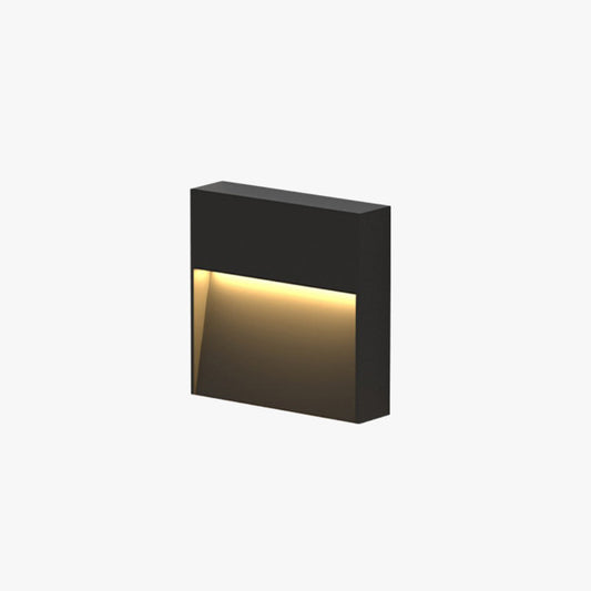 Ray Metal rechteckige Terrassen-/Stufenleuchte für den Außenbereich, Schwarz