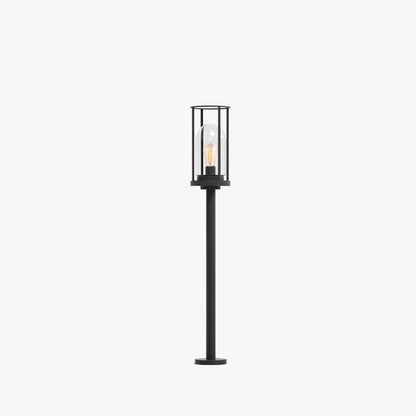 Ray Metal Cylindrical Lantern Shaped Solar Outdoor Path Light, Black