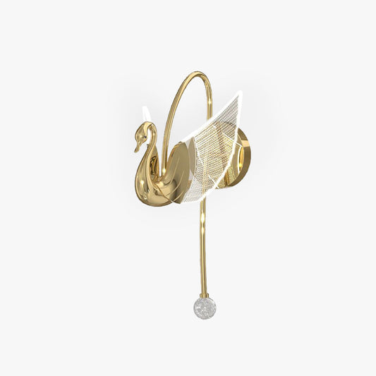 Arisha Art Deco zwaan/metalen wandlamp, goud/roségoud