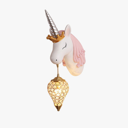 Arisha Modern Unicorn/Strawberry Art Wall Lamp, Pink/Blue