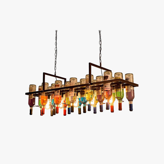 Austin Art-Deco Weinflaschen-Glas-Pendelleuchte, Rostfarben