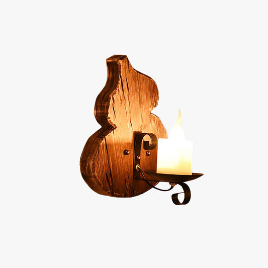 Applique d'Époque Cucurbitacées/Bougie Vintage, Bois/Métal, Salle à Manger