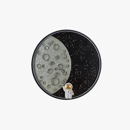 Aria Astronaut ronde maan zwarte wandlamp, metaal