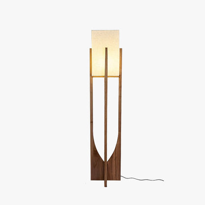 Natürliche rechteckige Stehlampe aus Holz/Stoff von Ozawa