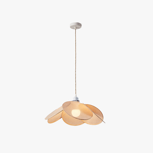 Ritta minimalistische hanglamp met stoffen bloem, oranje/bruin/beige