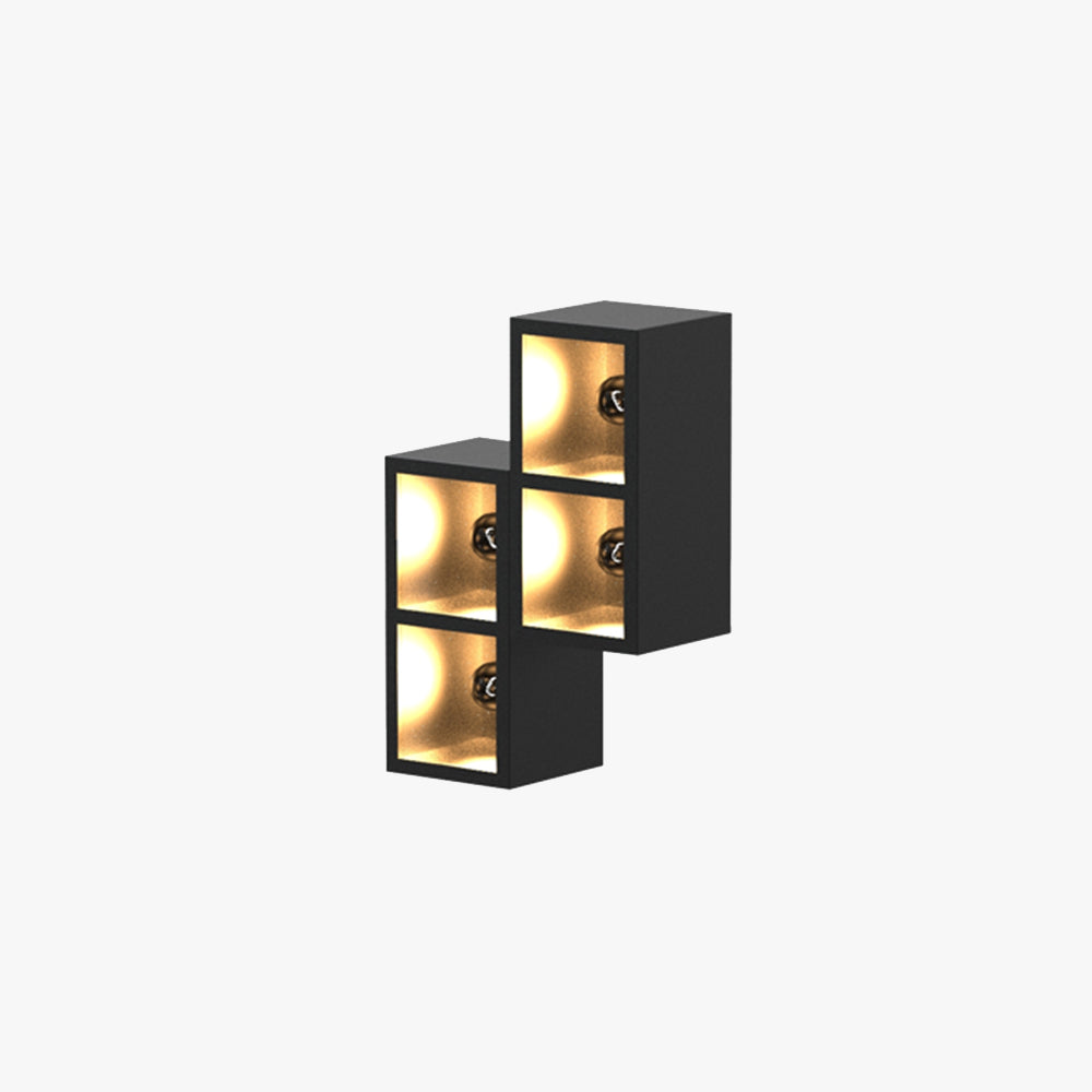Ray Modern Cube Lampe murale d'extérieur carrée en métal/verre Noir