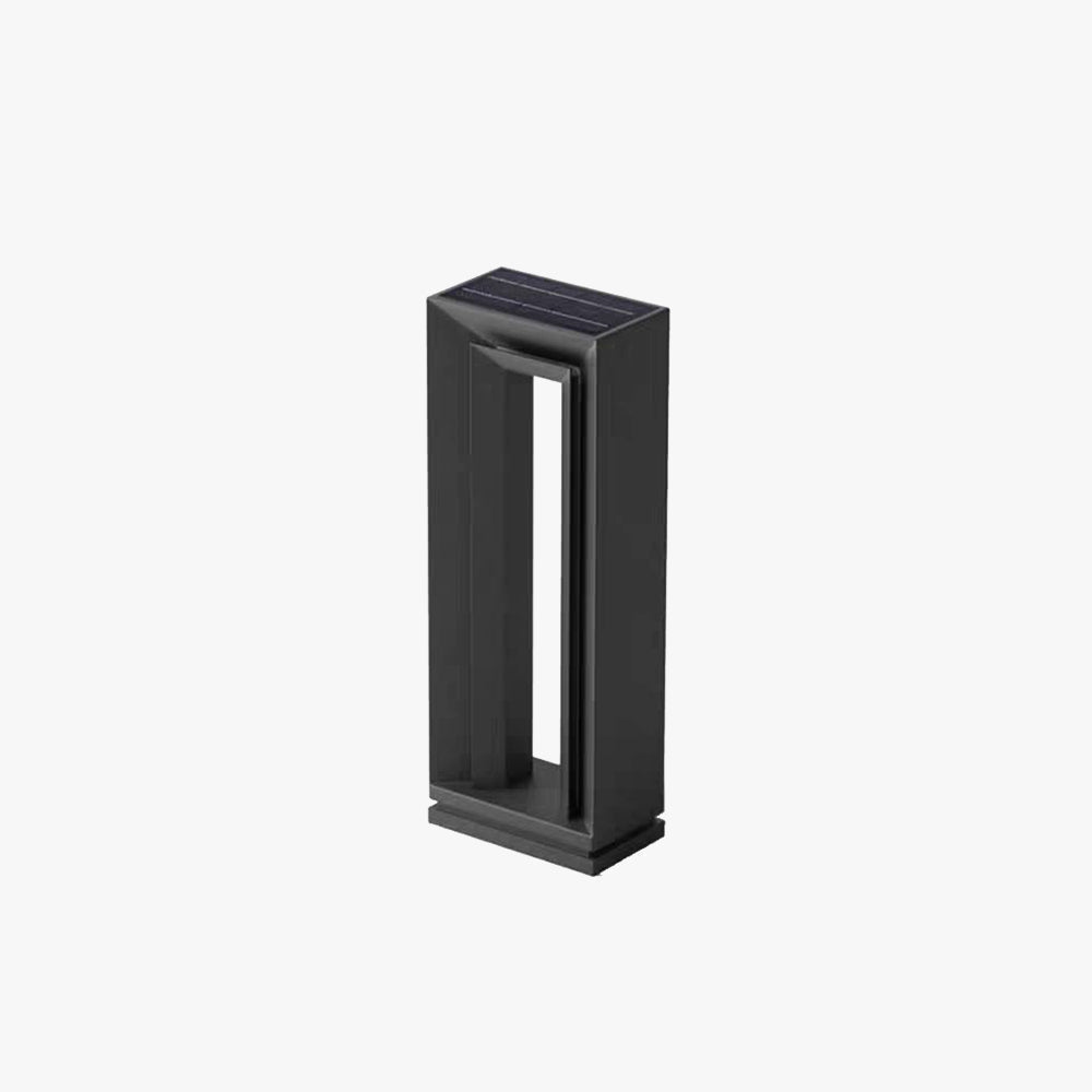Lampe solaire d'extérieur rectangulaire creuse en métal moderne Ray, noir