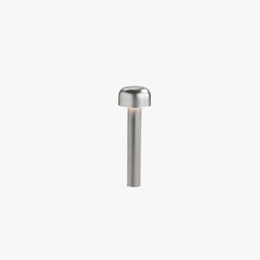 Ray Moderne pilzförmige Außenwegleuchte aus Metall, Silber/Schwarz