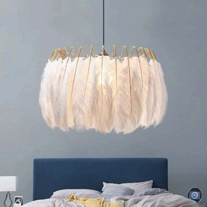 O'Moore Lampe à suspension élégante en forme de plume, noir/blanc, chambre/salon
