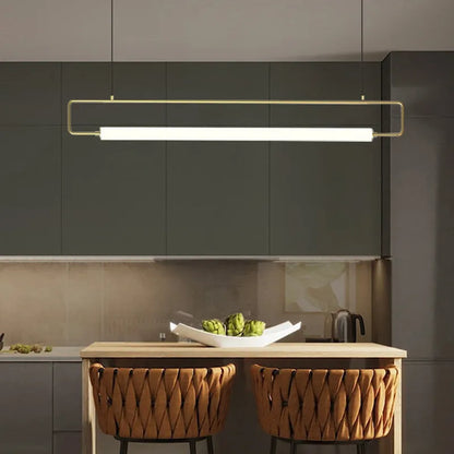 Arisha Modern Minimalist Rectangular Linear Pendant Light, Gold/Black