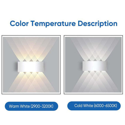 Tronix Modern Rectangular Metal Outdoor Wall Lamp, Black/White, Water-wave