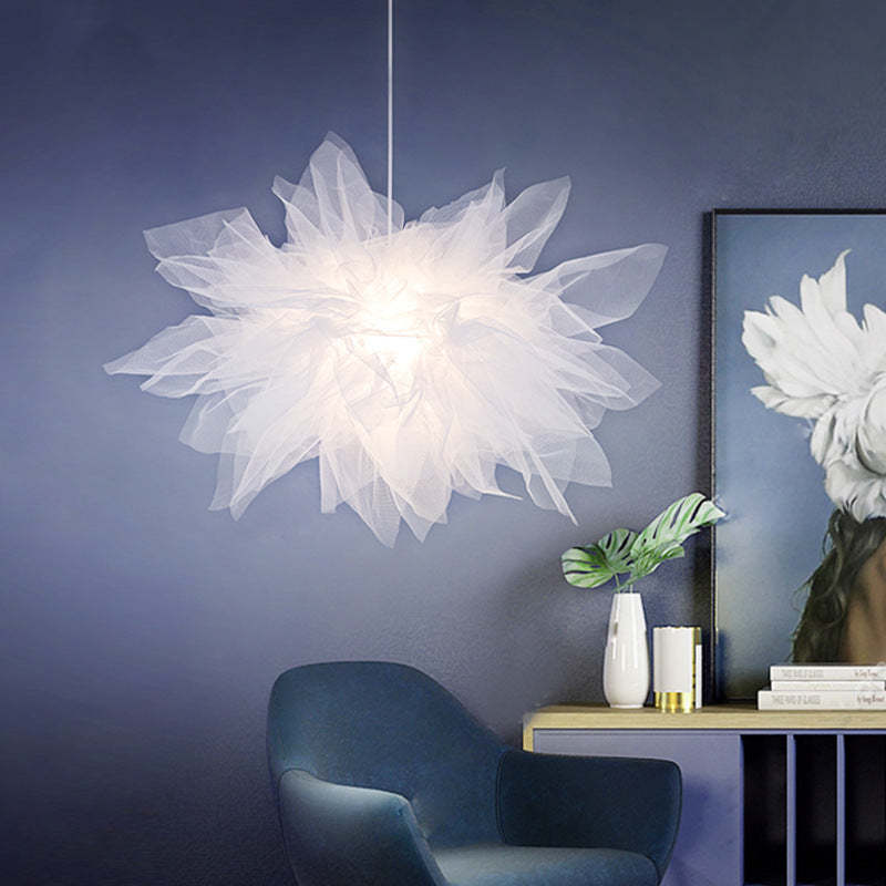 Arisha Lampe à suspension moderne en tissu à fleurs, chambre à coucher, blanc
