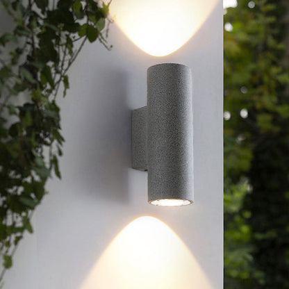 Ray Minimalist Cylindrical Double-headed Cement Outdoor Wall Lamp, Black/White