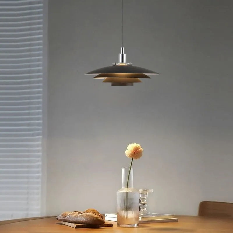 Nylo Contemporary Minimalist Frisbee Shaped Metal Pendant Light