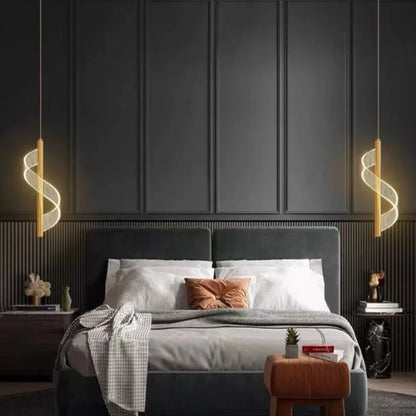 Zeva Vintage Golden Ribbon Pendant Light, Metal/