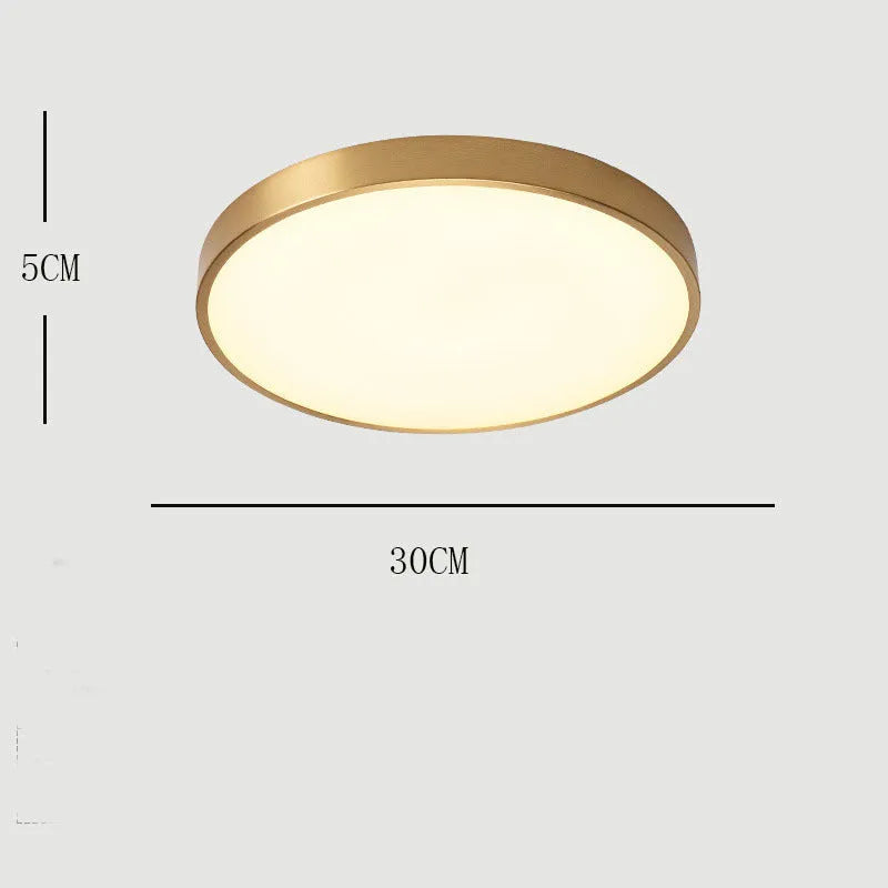 Plafonnier rond Arisha Nordic LED doré, métal et