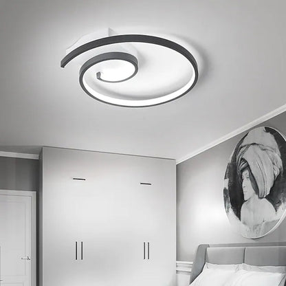 Arisha Modern Spiral Shaped Metal Ceiling Light, Black/White