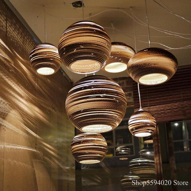 Lampe à suspension en papier rustique pastorale Muto Silkworm