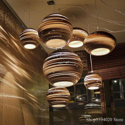 Lampe à suspension en papier rustique pastorale Muto Silkworm
