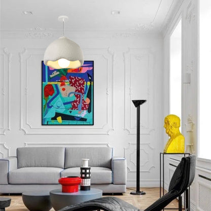 Avi Blumenförmige Pendelleuchte, weiß, Wohnzimmer, Schlafzimmer