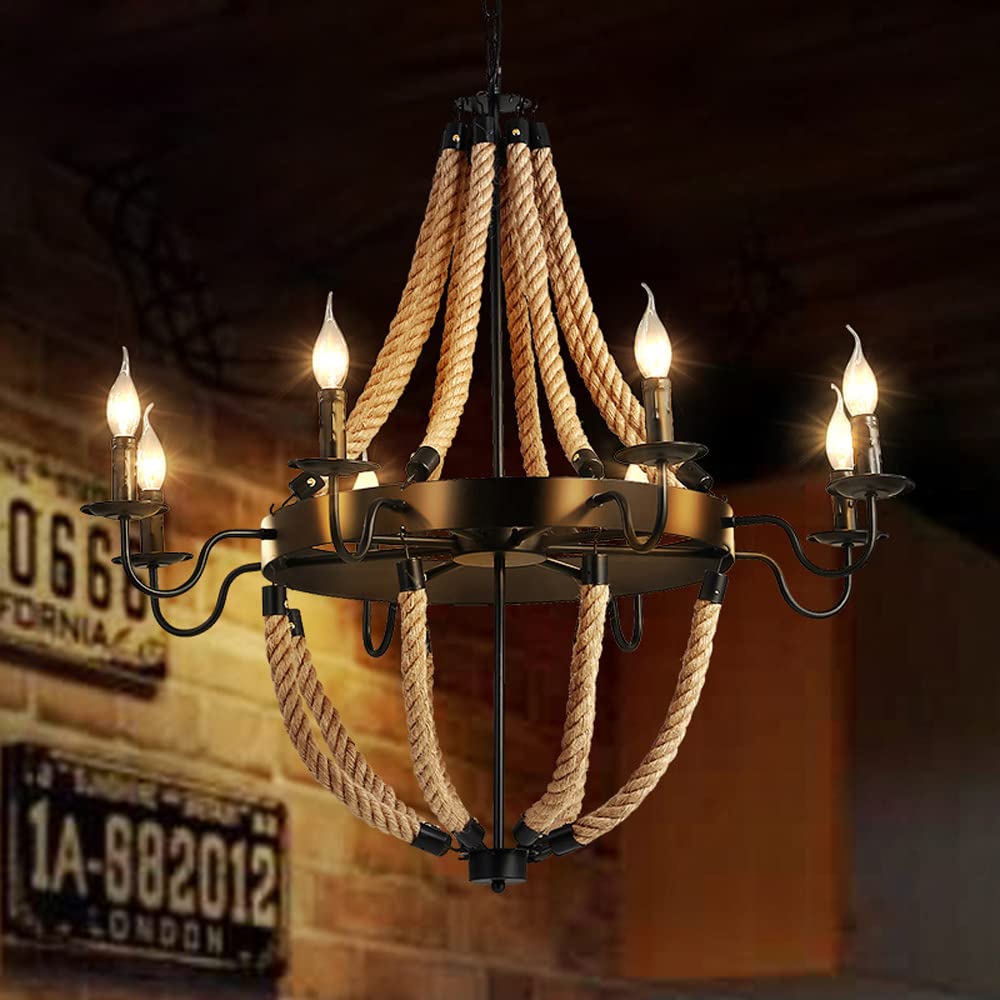 Epoch Industriële LED Hanglamp Metaal/Touw Zwart Woonkamer/Bar