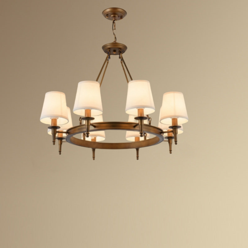 Lustre Silva vintage en métal et tissu, Noir/Cuivre