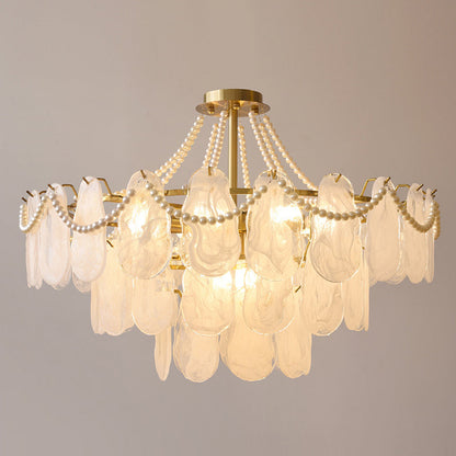 Lustre Kristy Élégant perle/verre/métal, blanc
