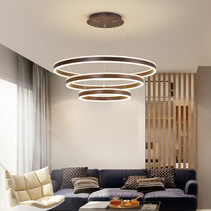 Arisha Moderne minimalistische Kaffee-LED-Pendelleuchte, 3 Ringe