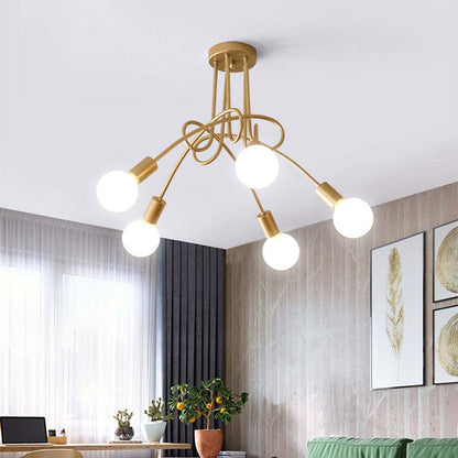 Arisha Modern Linear Curve Metal Ceiling Light, Dining Room/Living Room