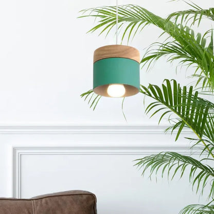Valentina Modern Can Shape Metal/Wood Pendant Light