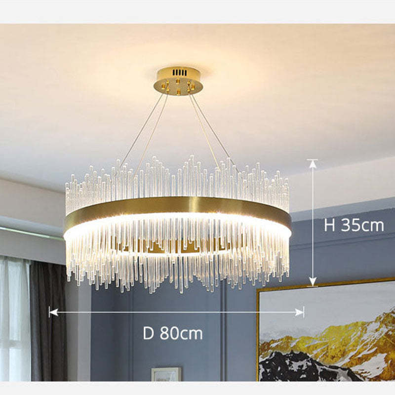 Kristy Modern Round/Rectangular Chain Chandelier, Gold