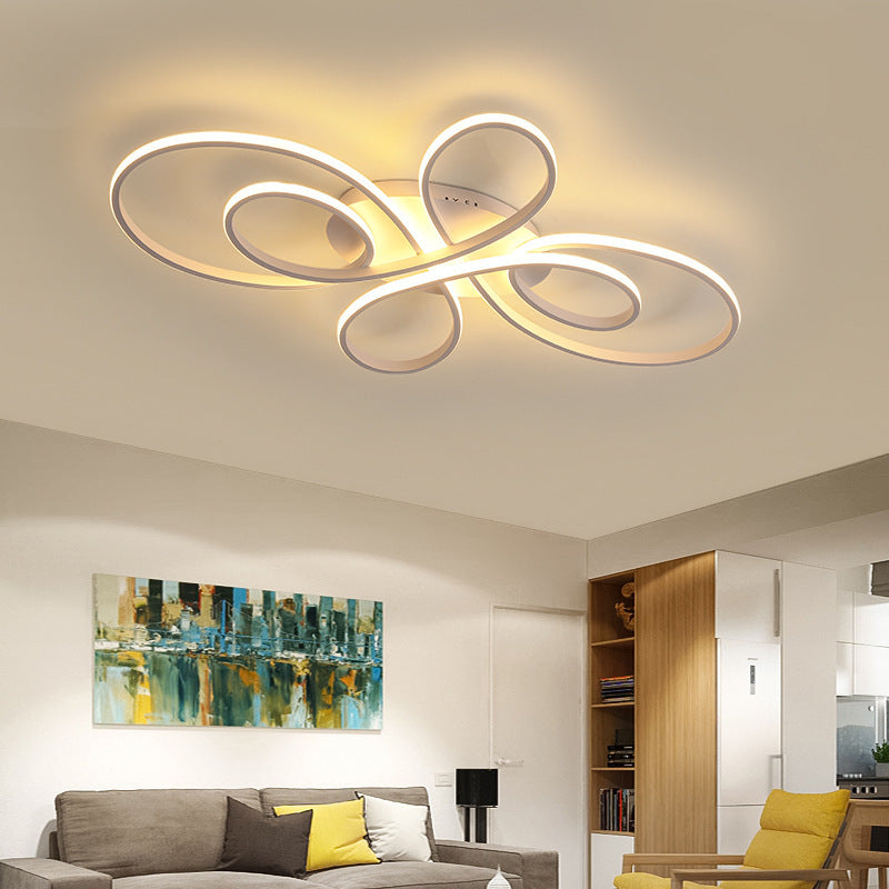 Plafonnier Brisa Moderne Multi-Anneaux LED Encastré, Marron/Blanc