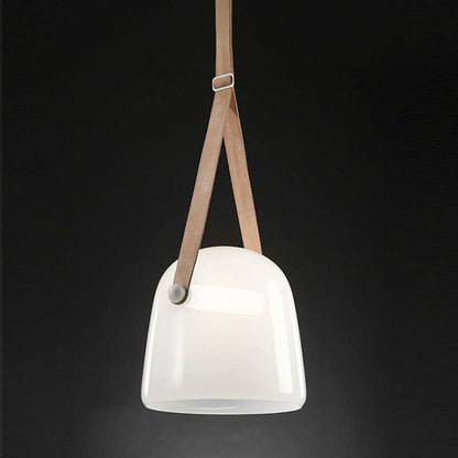 Valentina Modern Nordic Leather/Glass Pendant Light, Grey/White