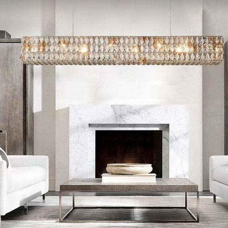 Lustre rectangulaire de luxe en cristal Kristy, 2 couleurs
