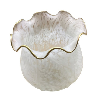 Arisha Vintage Flower shape Metal&Glass Modern Wall Lamp, White/Bronze