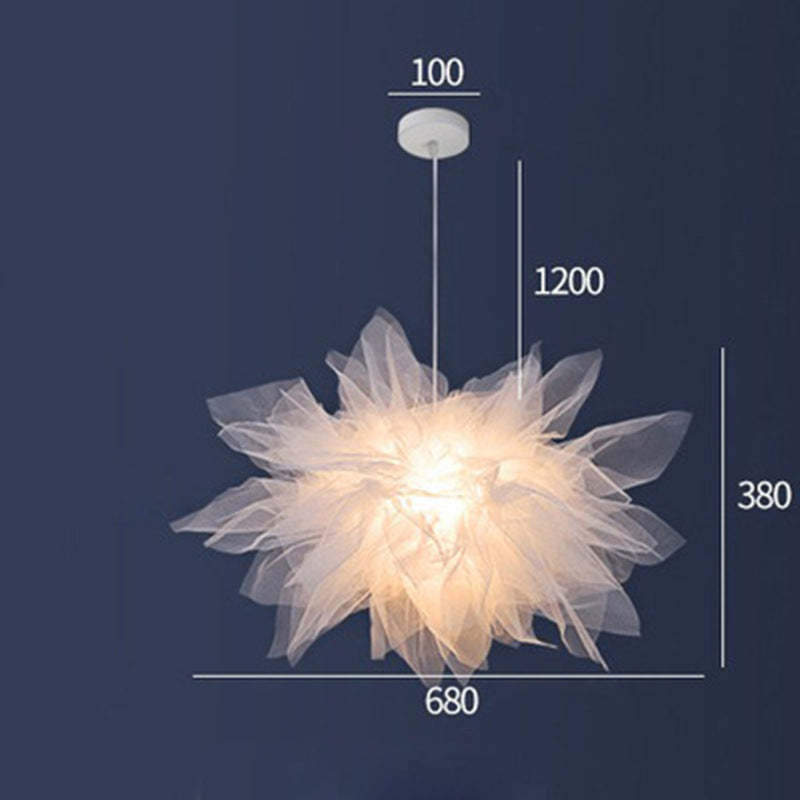 Arisha Lampe à suspension moderne en tissu à fleurs, chambre à coucher, blanc
