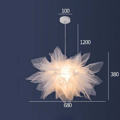 Arisha Lampe à suspension moderne en tissu à fleurs, chambre à coucher, blanc