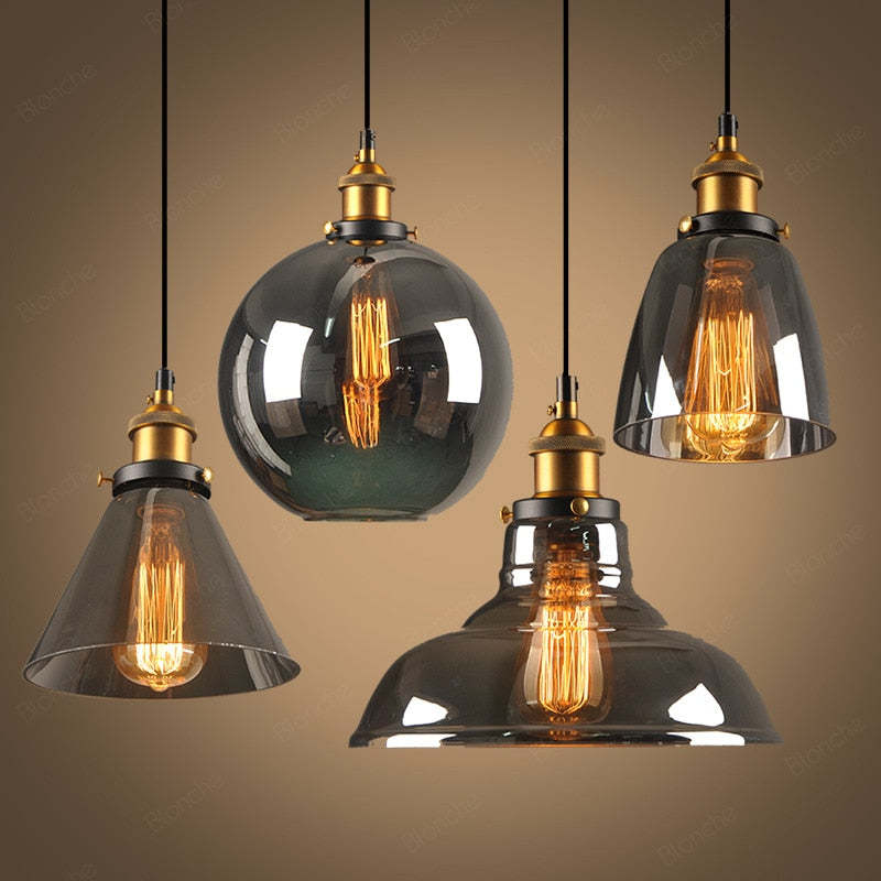 June Industrial Glass Pendant Light Clear/Amber/Smoke Grey