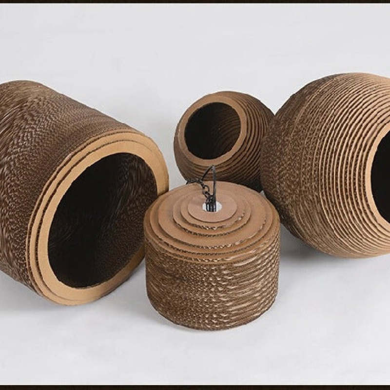 Lampe à suspension en papier rustique pastorale Muto Silkworm