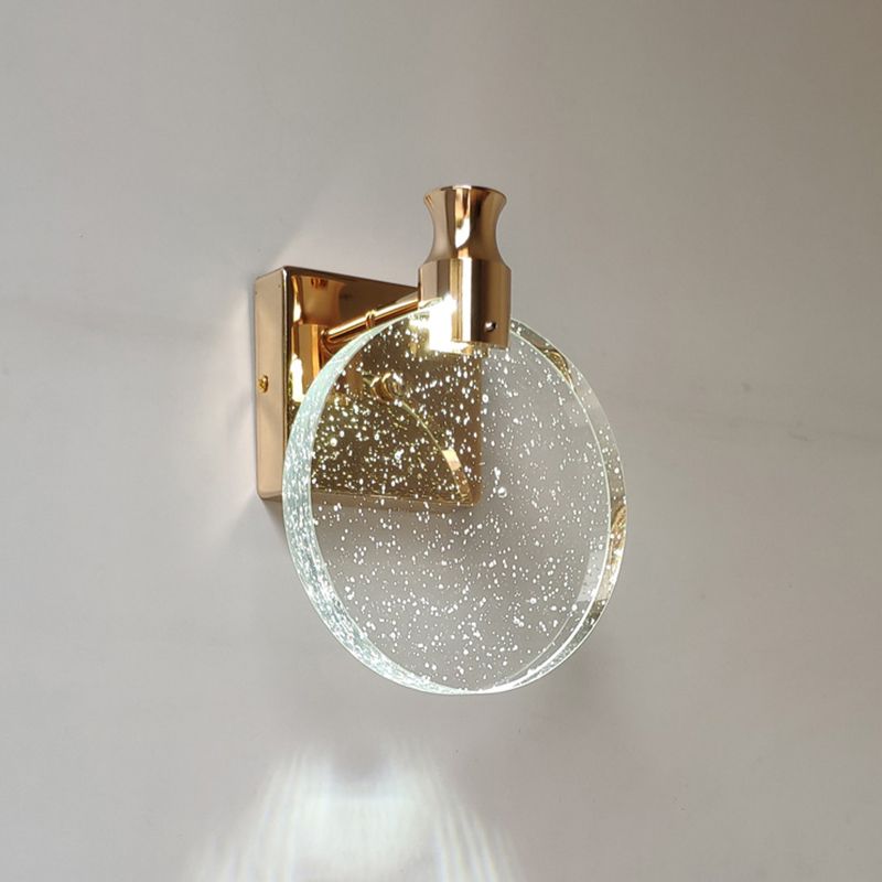 Kristy Moderne runde Kristall-Waschtisch-Wandleuchte, Gold/Chrom