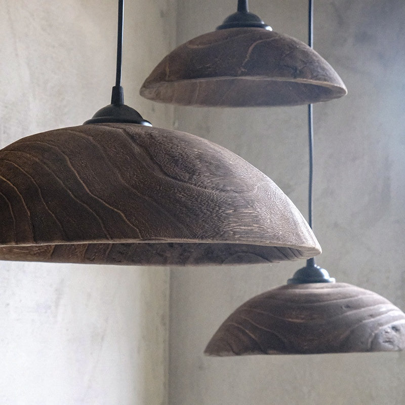 Silva Modern LED Pendant Light Brown Wood Living Room Bedroom