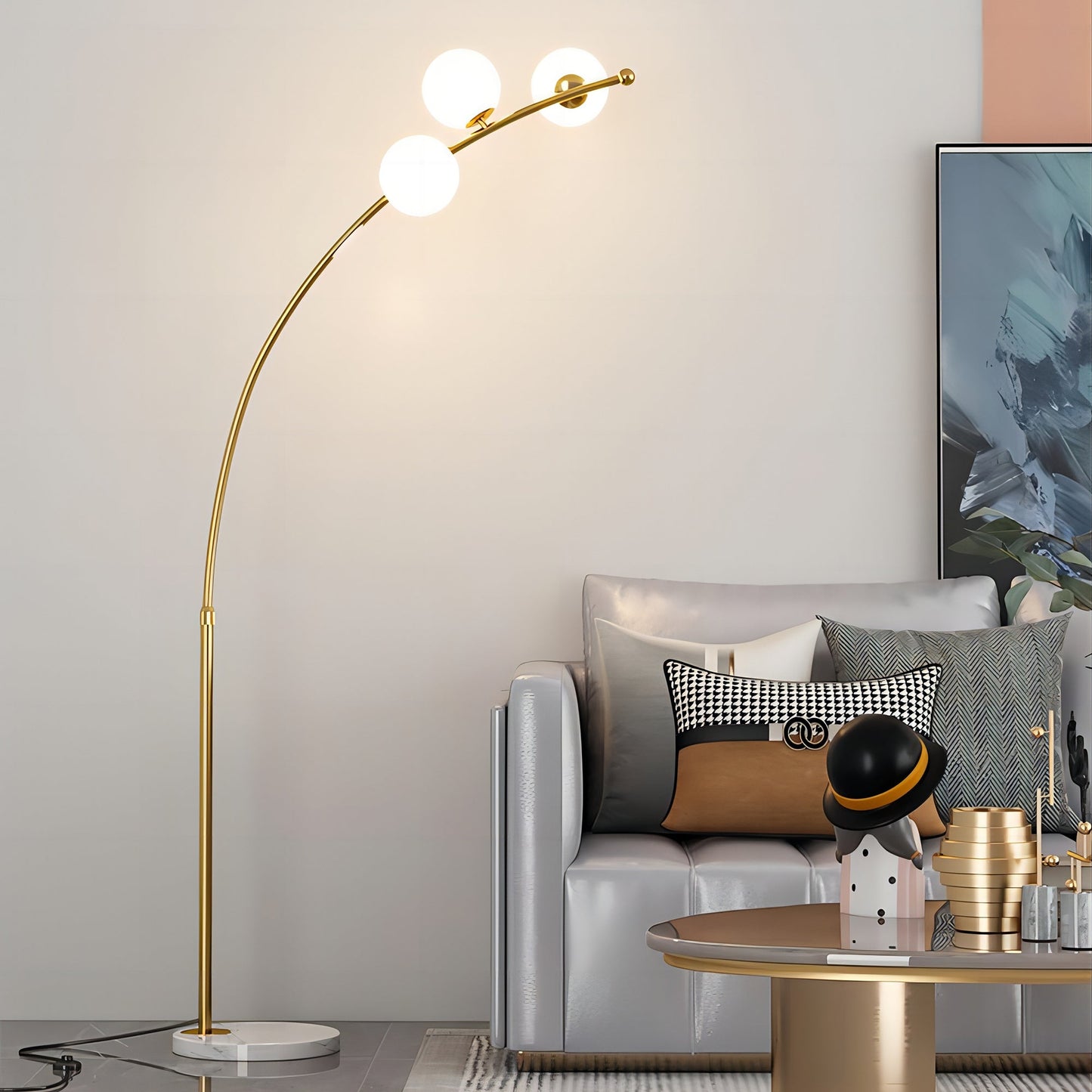 Valentina Modern Arc Multi Head Bubble Stehlampe Schwarz/Gold