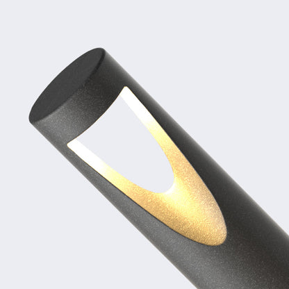 Ray Contemporary Metal Cylindrical Hollow Outdoor Path Light, Black
