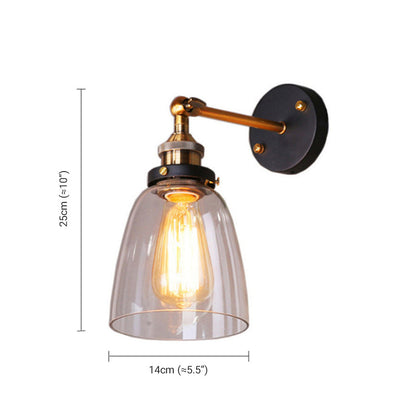 Arisha Retro Vintage Wall Mounted Lamp, Metal & Glass