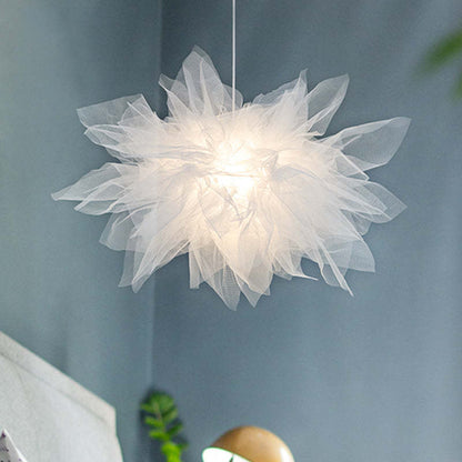 Arisha Lampe à suspension moderne en tissu à fleurs, chambre à coucher, blanc